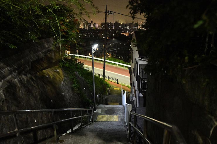 Nikon αD850 + TAMRON 17-35mm F/2.8-4 Di OSD (Model A037)で撮影した夜の階段の画像