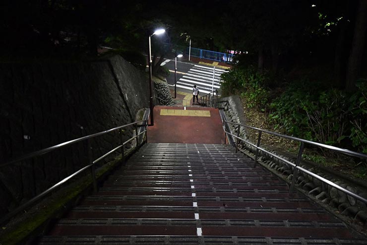 Nikon αD850 + TAMRON 17-35mm F/2.8-4 Di OSD (Model A037)で撮影した夜の階段と人の画像