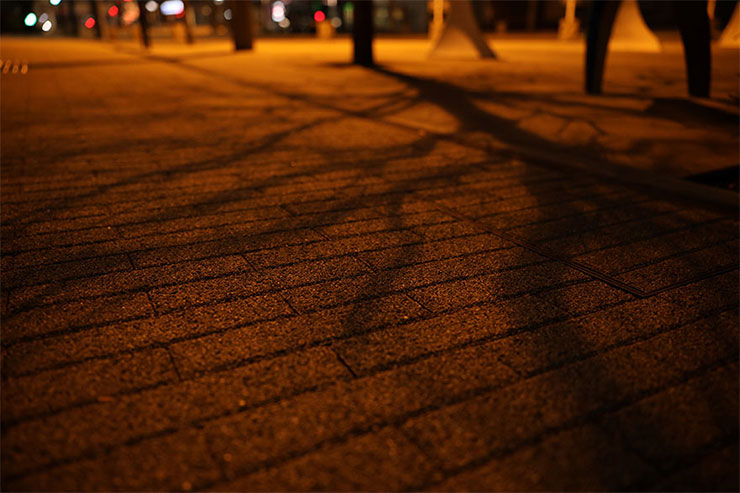 Canon EOS R　1/80　f2.0　ISO100　露出補正-1.3　焦点距離28mmで撮影した歩道の画像