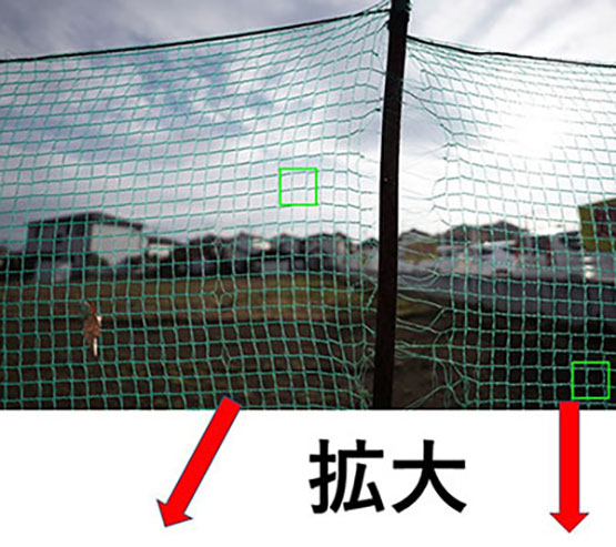 畑の仕切りに使われている網の画像