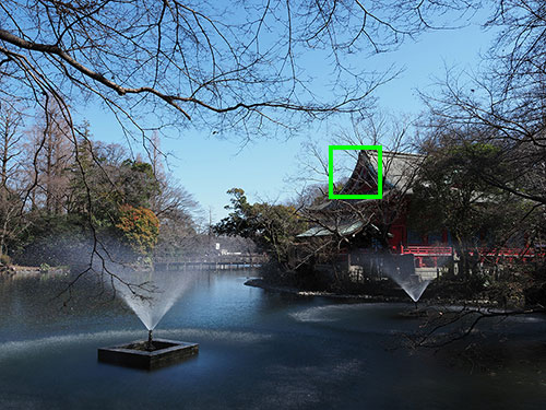 池と噴水の画像