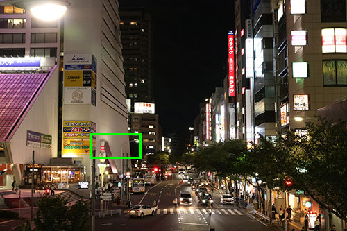 EOS R5 vs EOS R ノイズ比較（ISO12800/夜間）拡大枠