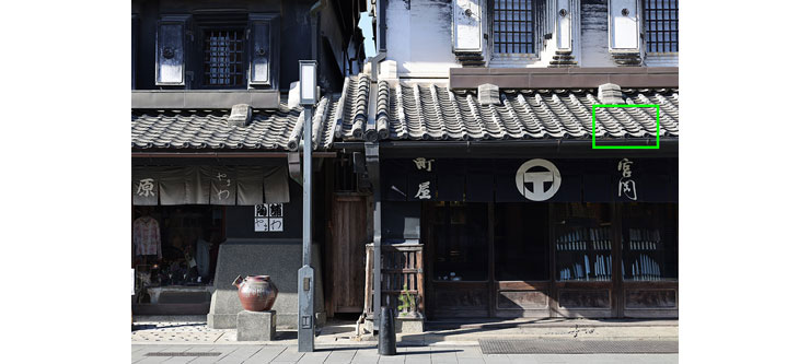 Canon RF50mm F1.8 STMで撮影した古い町並みの画像（拡大前）