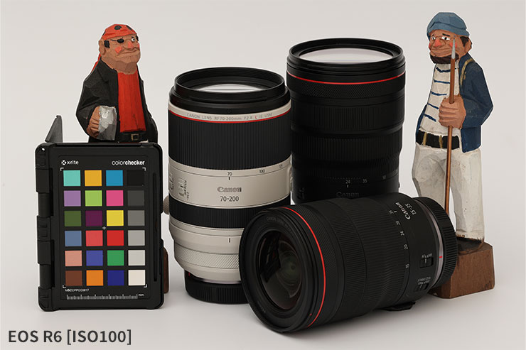 EOS R6・RF100-500mm F4.5-7.1 L IS USMで撮影したISO100のカメラレンズと人形の画像