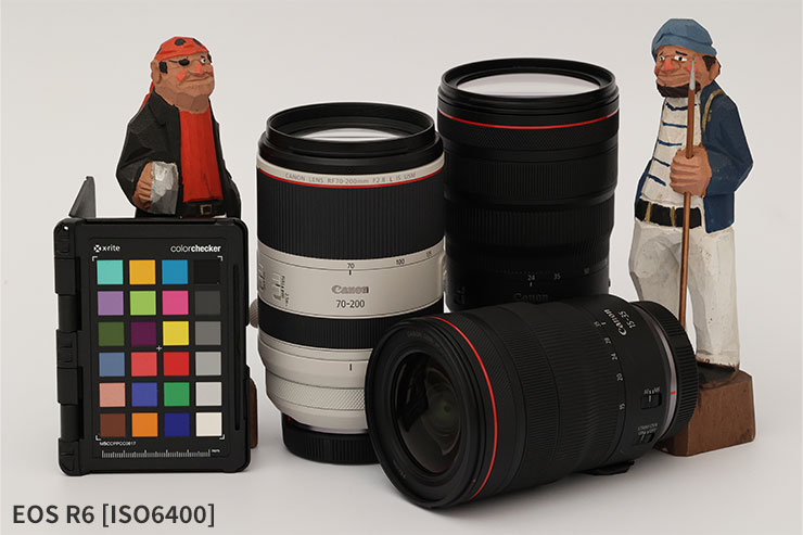 EOS R6・RF100-500mm F4.5-7.1 L IS USMで撮影したISO6400のカメラレンズと人形の画像