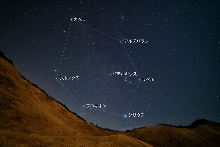 SONY α7R Ⅲ・FE 14mm F1.8 GMで撮影した冬のダイヤモンド・大三角の画像