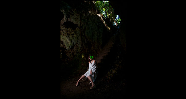 洞窟内でのポートレート撮影スクリーンショット