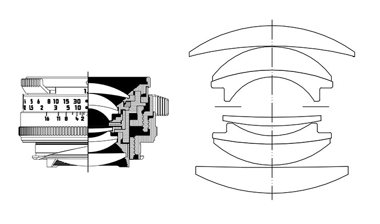 復刻モデルのレンズ構成図の画像