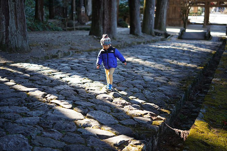 ソニー α7R IV・シグマ 50mm F1.4 DG DN | Artで撮影した石畳を歩く男の子の画像