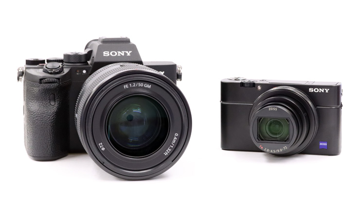 SONYのミラーレス一眼カメラとコンパクトデジタルカメラの画像
