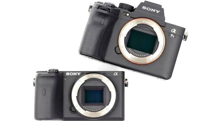 （上）フルサイズセンサー搭載のSONY α7S、（下）APS-Cセンサー搭載のSONY α6600の画像