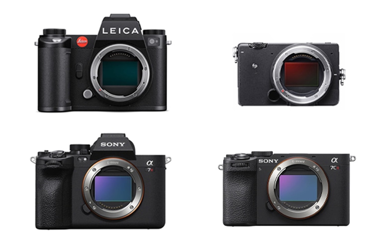 Leica SL3・SIGMA fp L・SONY α7RV・SONY α7C Rを並べたイメージ画像