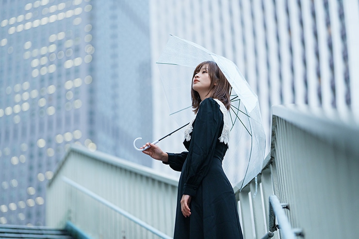 SONY FE 85mm F1.4 GM II 作例：傘を差す女性