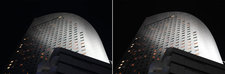 α7 IVとα7 Vの比較画像：ISO25600で撮影した横浜のビル