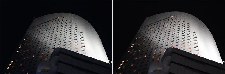 α7 IVとα7 Vの比較画像：ISO51200で撮影した横浜のビル