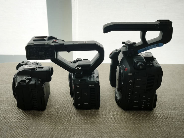 左から、Canon EOS R5C、EOS C50、OS C80本体:左側面