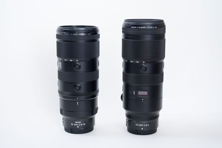 左：Nikon NIKKOR Z 70-200mm f/2.8 VR S II　右：NIKKOR Z 70-200mm f/2.8 VR S（前モデル）