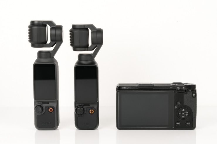 Osmo Pocket 4サイズをOsmo Pocket 3、GRⅢxとの比較する画像