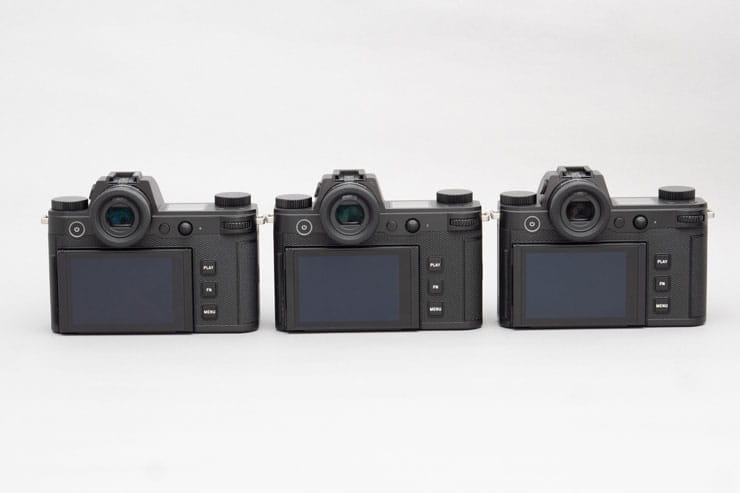 左からLeica SL3 / Leica SL3-P / Leica SL3-S:本体画像
