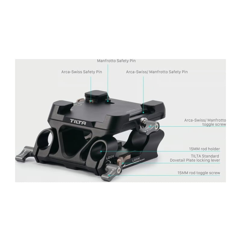 Tilta 15mm LWS Arca Manfrotto Dual Baseplate - Titanium Gray TA-DBP-TG