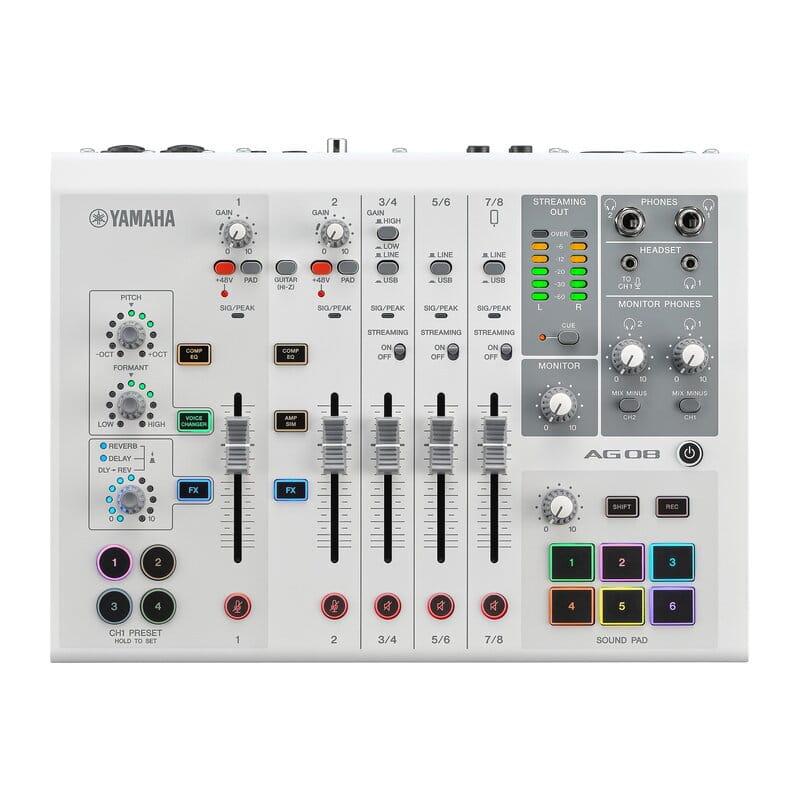 AG08 White 8チャンネルライブストリーミングミキサー