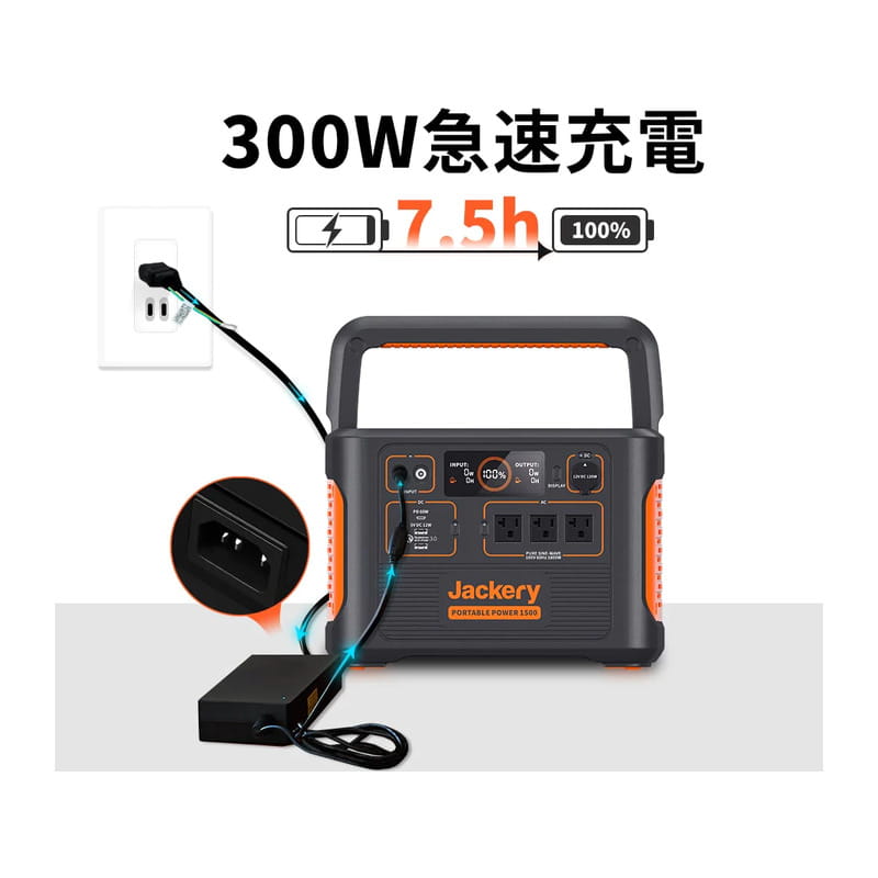 Jackery ACアダプター 300W(Jackery ポータブル電源1500「PTB152」専用) HKA300240A3-7D