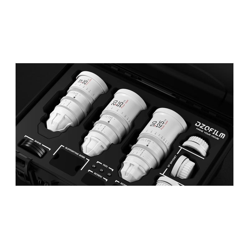 Pictor Zoom 3個レンズキット 12-25mm/20-55mm/50-125mm T2.8 ホワイト 保護ケース付 DZO-7220001W/2W/4W-Kit