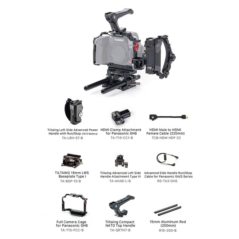 Camera Cage for Panasonic GH6 Pro Kit - Black TA-T15-B-B