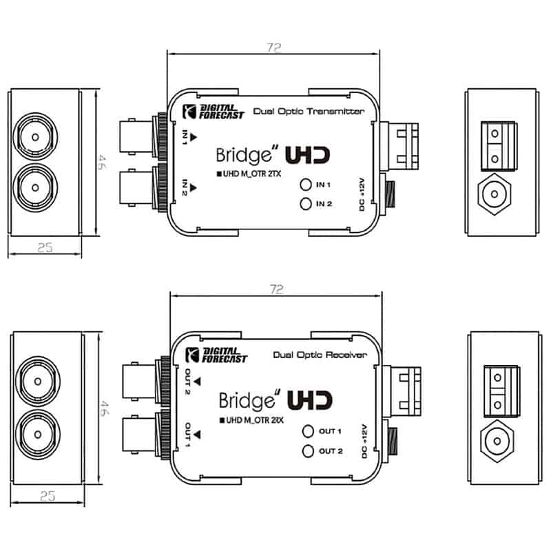 UHD_M_OTR_2TX2RX 12G-SDI 2入出力光延長器 セット