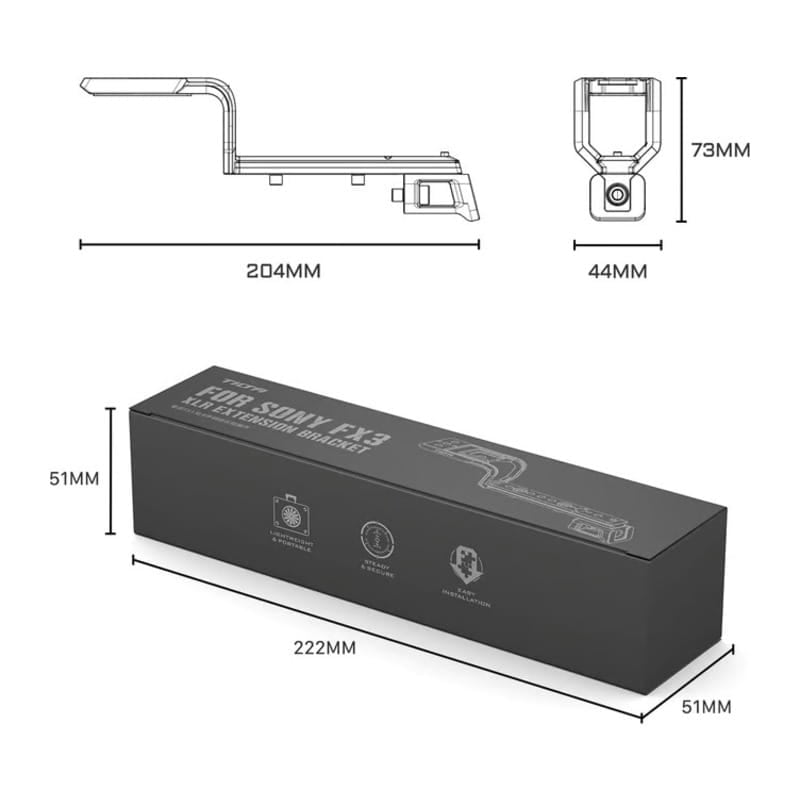 XLR Extension Bracket for Sony FX3- Titanium Gray TA-T13-XLR-TG