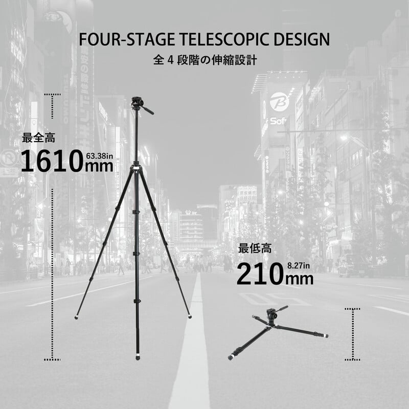 TA304AS+VA42S アルミ4段三脚ビデオ雲台セット