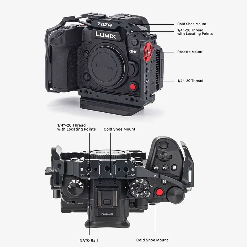 Camera Cage for Panasonic GH6 Pro Kit - Black TA-T15-B-B