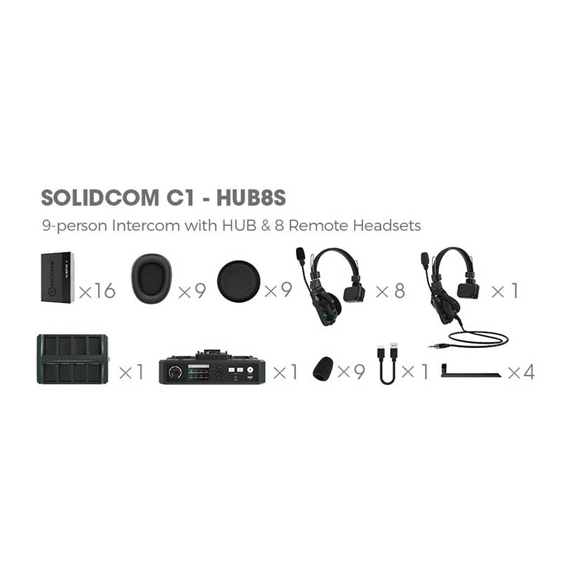 Hollyland Solidcom C1-HUB8S [9-person Intercam with HUB  Remote Headset ]｜フジヤカメラ