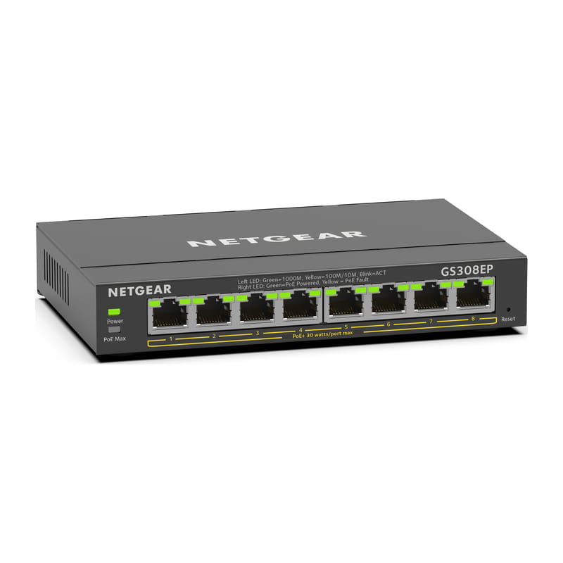 GS308EP-100JPS PoE+(62W) ギガ8ポート アンマネージプラススイッチ