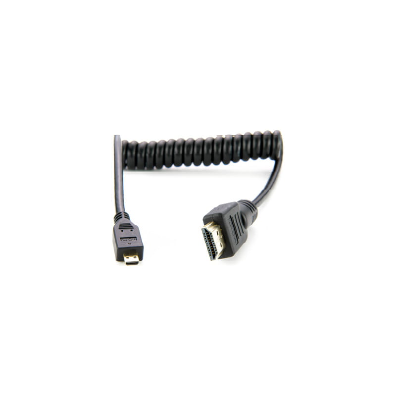 Coiled MICRO HDMI to Full HDMI Cable (30cm) ATOMCAB015