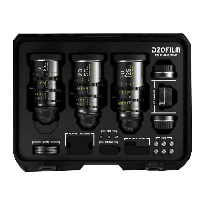 Pictor Zoom 3個レンズキット 12-25mm/20-55mm/50-125mm T2.8 ブラック 保護ケース付 DZO-7220001B/2B/4B-Kit