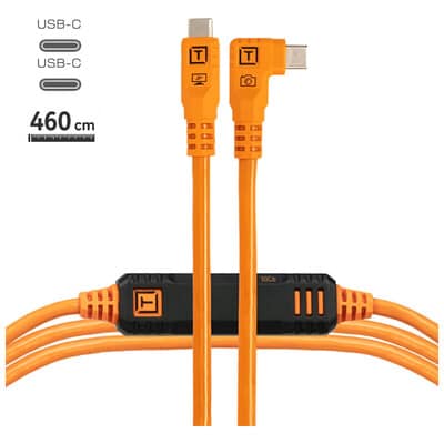 テザープロ オプティマ 10G USB-C ケーブル ライトアングル(4.6m) オレンジ CUC15RTG2-ORG