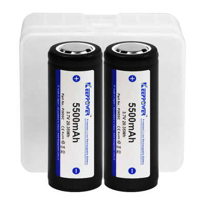 KEEPPOWER 26650 リチウムイオン電池 5500mAh 2本 PSEマーク保護回路付き